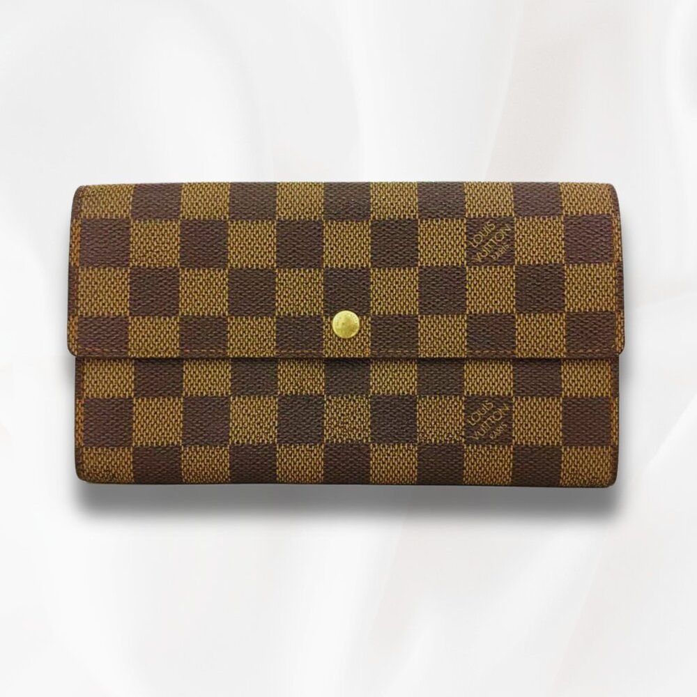 LOUIS VUITTON DAMIER PORTEFEIULLE SARAH LONG BIFOLD WALLET BROWN
